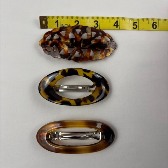 Barrettes Faux Tortoise Shell Brown Style Hair Clasp Lot of 3